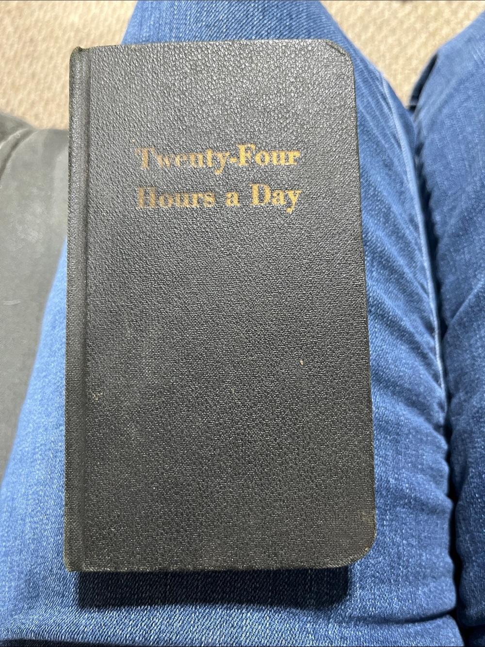 Twenty-Four Hours a Day Black Hardcover Book with Gold Foil pocket size antique